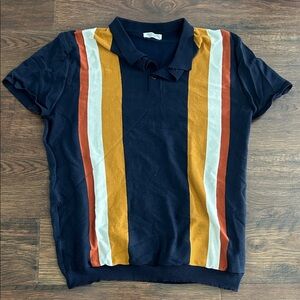 Coofandy Men’s Knit polo shirt | Short-sleeve vintage striped shirt | Golf